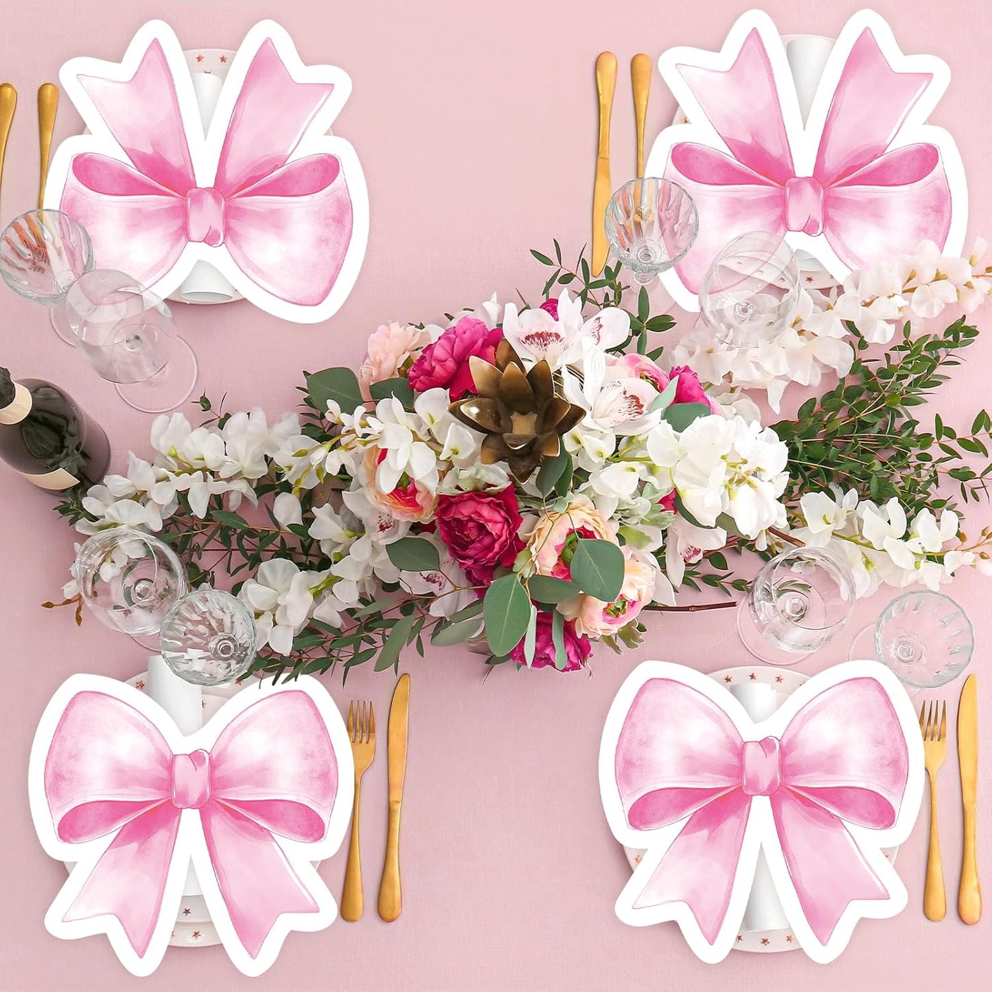 100Pcs Pink Bow Napkins Bow Themed Party Decorations Bow Knot Guest Towel Disposable Hand Napkins for Baby Bridal Shower Bachelorette Engagement Wedding Tea Birthday Party Supplies Table Decor