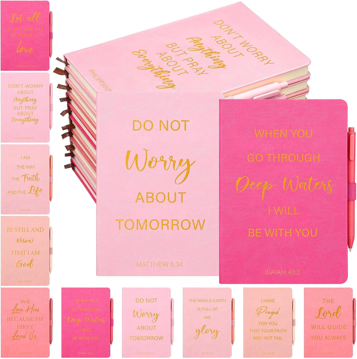 20 Pcs Christian Gift for Women Bulk Christian Journals, Pink