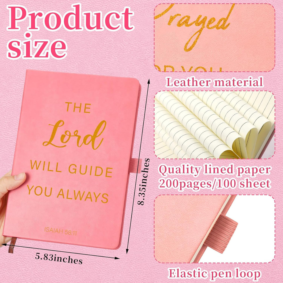 20 Pcs Christian Gift for Women Bulk Christian Journals, Pink