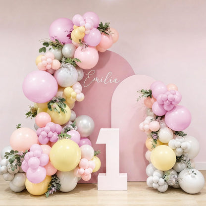 Pink Pastel Balloon Arch Kit, 140Pcs Pink Yellow Ivory Balloons for Baby Shower Gender Reveal Birthday Wedding Bridal Shower Party Decorations