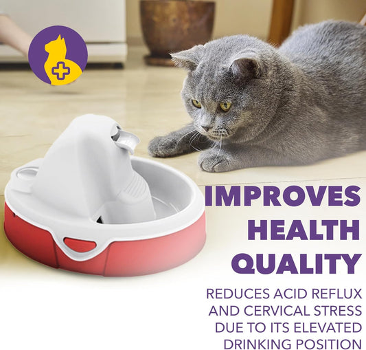 Aqua Flow Premium Pet Water Fountain - Automatic Dispenser Drinking Bowl for Cats and Dogs - Anti-Hair Drainage System - Replaceable Filters - Ideal for Multiple Pets - 52 up to 120 fl oz