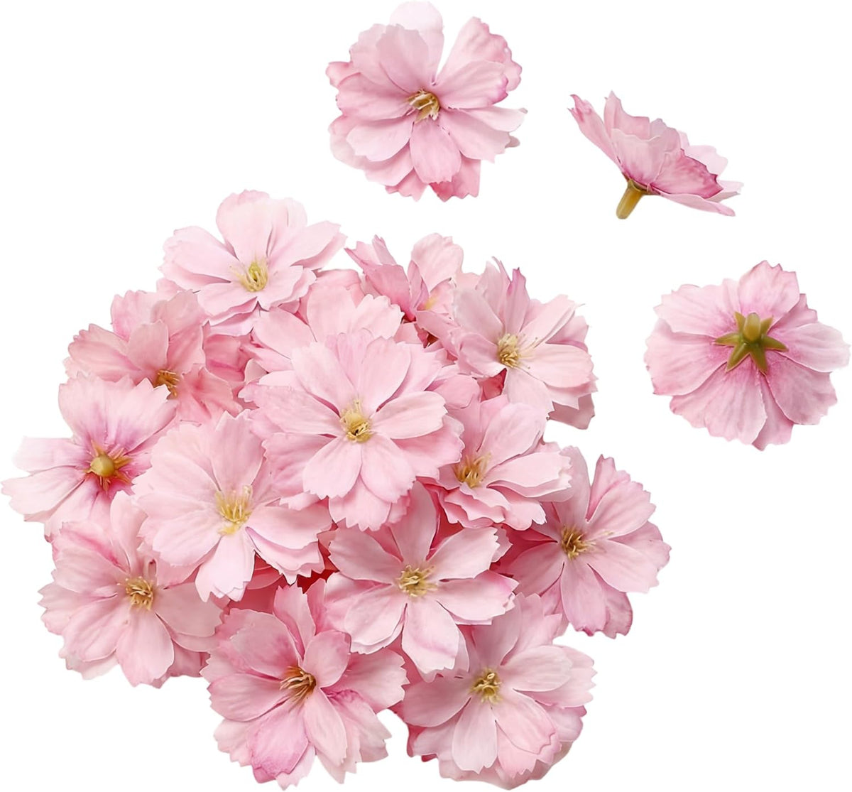 20Pcs Artificial Silk Cherry Blossom Flower Heads Fake Plum Blossom Flower Petals Fake Peony Daisy Decor for Bridal Hair Clips Headbands Dress DIY Accessories Wedding Party Decoration (Pink)