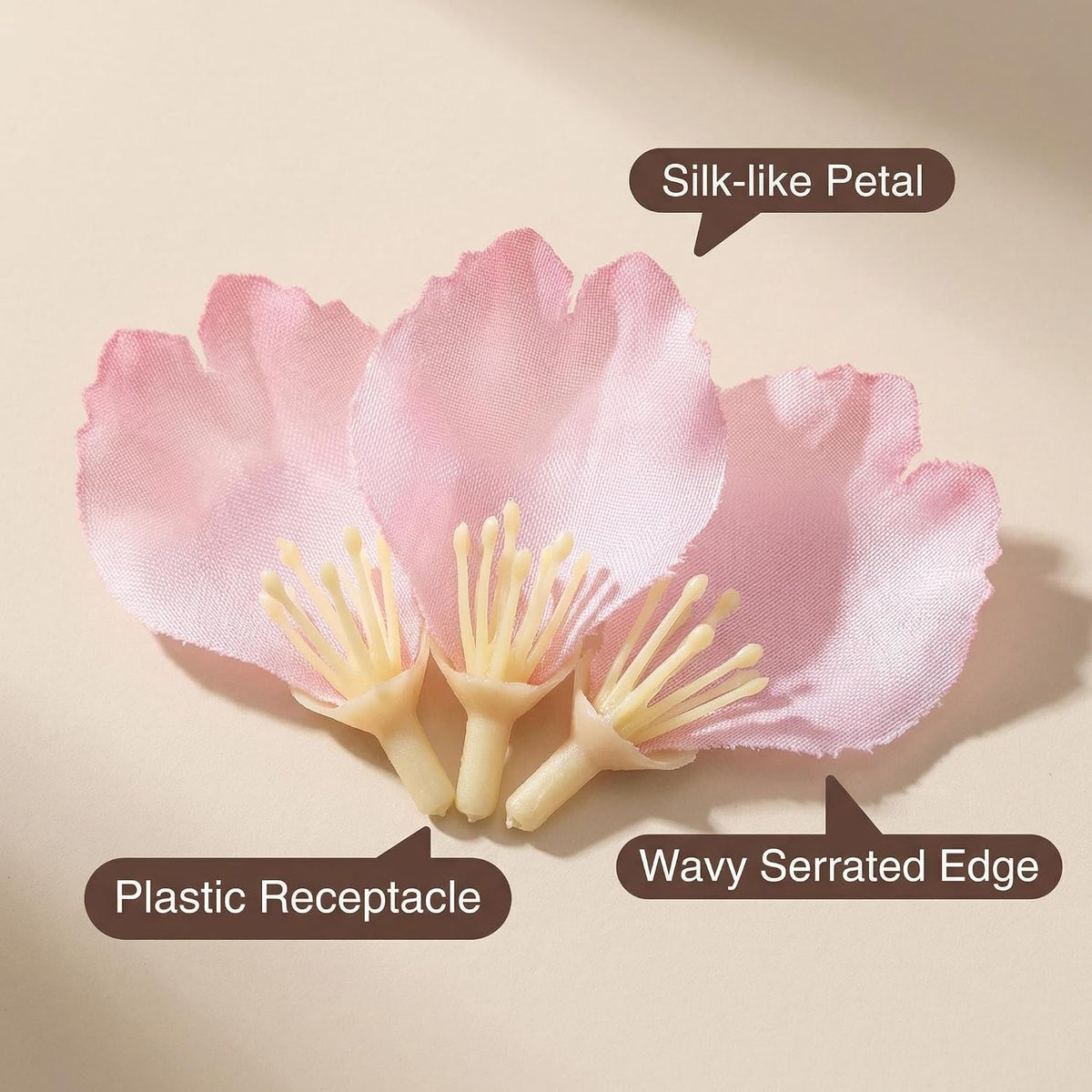 20Pcs Artificial Silk Cherry Blossom Flower Heads Fake Plum Blossom Flower Petals Fake Peony Daisy Decor for Bridal Hair Clips Headbands Dress DIY Accessories Wedding Party Decoration (Pink)