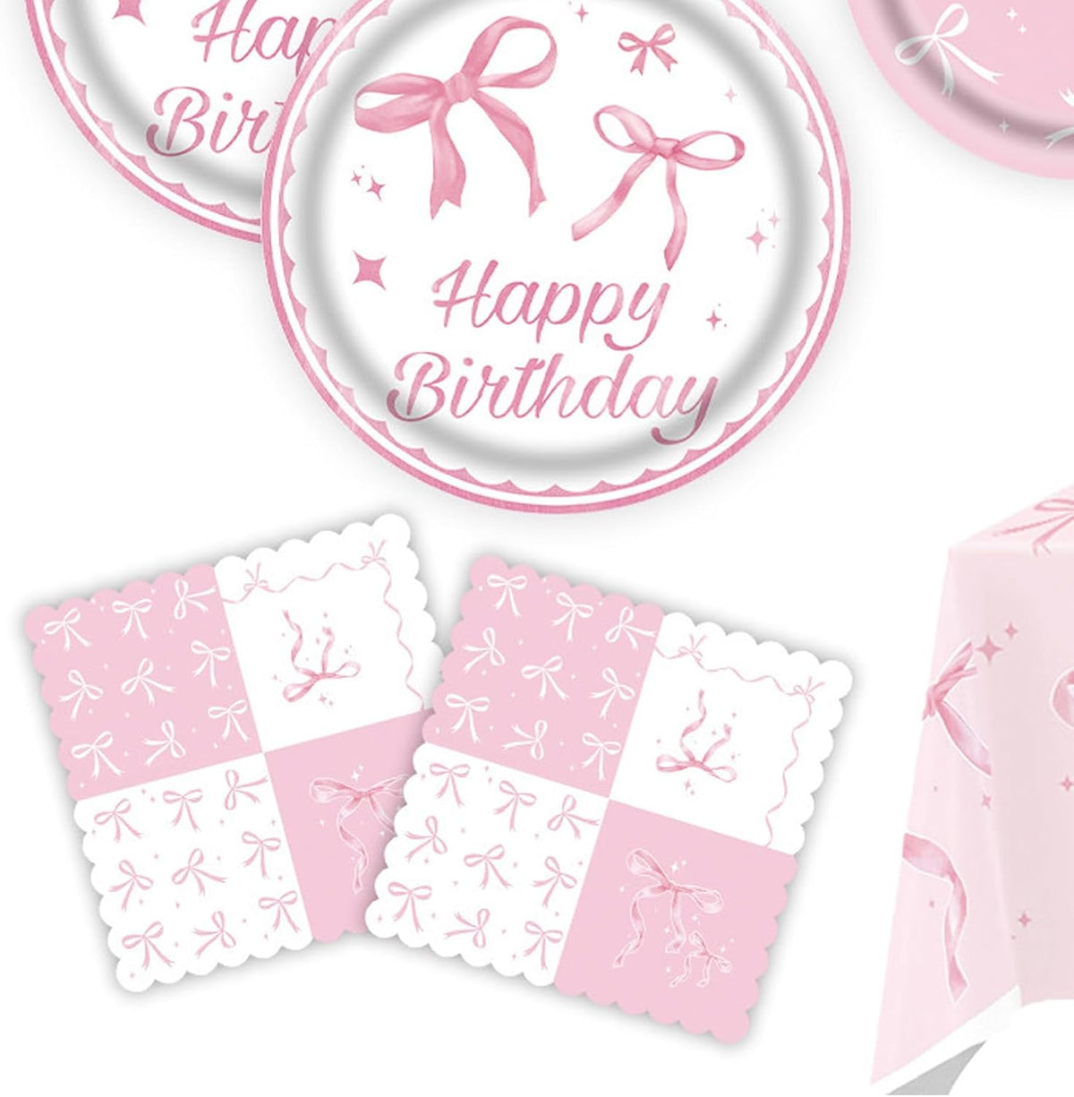 60Pcs Pink Bow Napkins-Coquette Birthday Decorations Bow Birthday Party Pink Bow Theme Table Decoration for Girls Bachelorette Bridal, Baby Shower Party Supplies