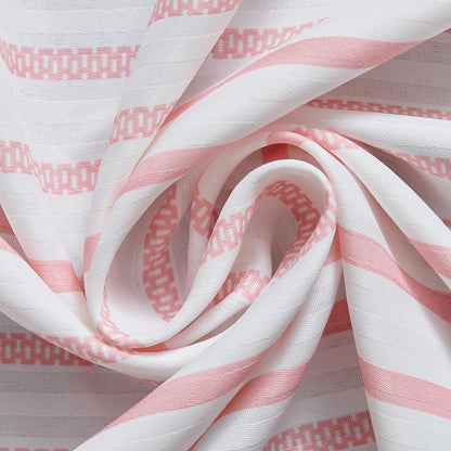 Pink and White Shower Curtain for Bathroom Modern Farmhouse Striped Waterproof Fabric Shower Curtain Set with 12 Hooks Machine Washable 70x72 Inches