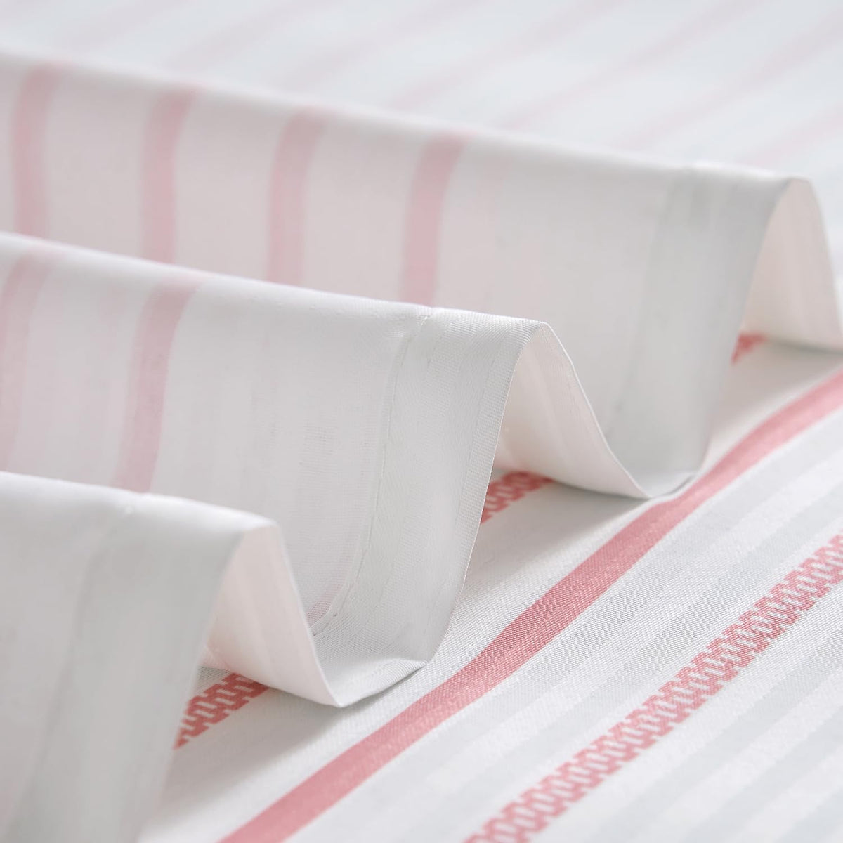 Pink and White Shower Curtain for Bathroom Modern Farmhouse Striped Waterproof Fabric Shower Curtain Set with 12 Hooks Machine Washable 70x72 Inches