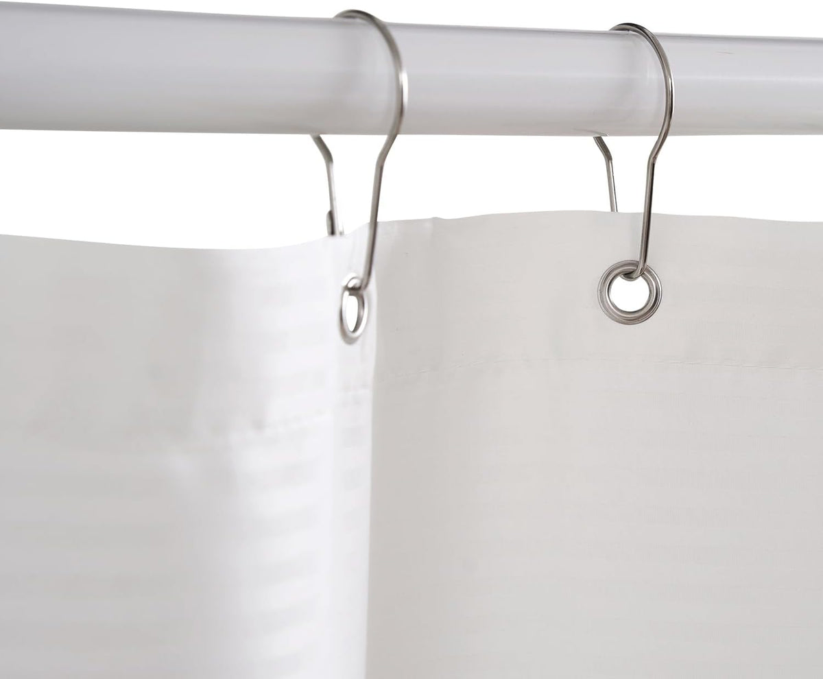 Pink and White Shower Curtain for Bathroom Modern Farmhouse Striped Waterproof Fabric Shower Curtain Set with 12 Hooks Machine Washable 70x72 Inches