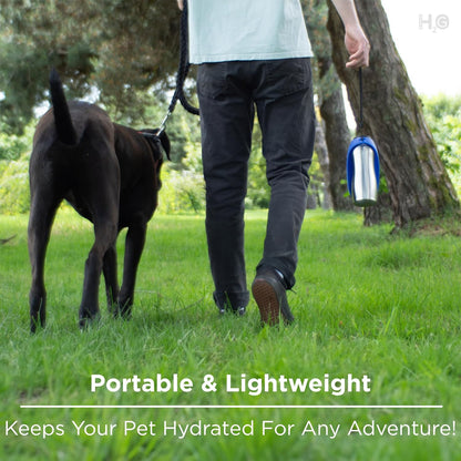 Portable Dog Water Bottle, 24 oz, Stainless Steel, Convenient Pet Water Dispenser, Collapsible Travel Bowl, Walking, Hiking, and Outdoor Activity, Compatible with Various Pets, Houd2Go (Pink, 24oz)