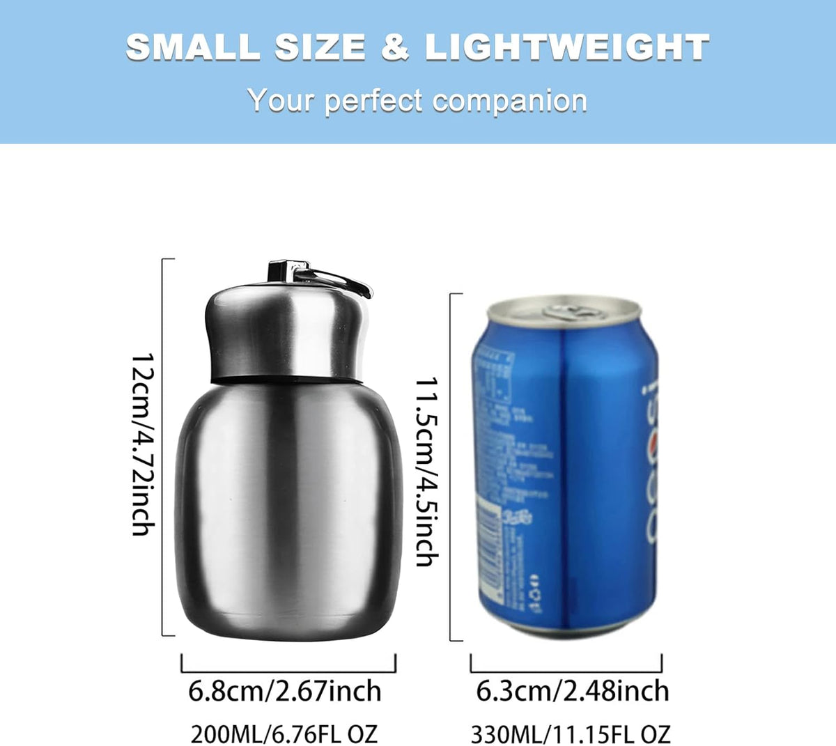 Mini 7 oz Stainless Steel Water Bottle, Portable Small Sports Vacuum Insulated Water Bottle Leak Proof Sport Tumbler Cup Hot and Cold Water Bottle