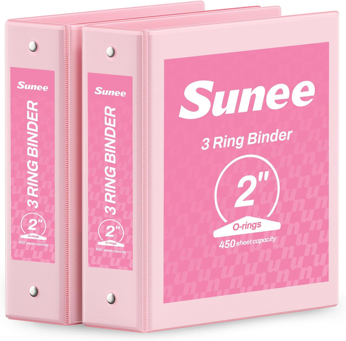 3 Ring Binder 2 Inch 2 Pack, Clear View Binder Three Ring PVC-Free (Fit 8.5x11 Inches) for School or Office Supplies, Pink