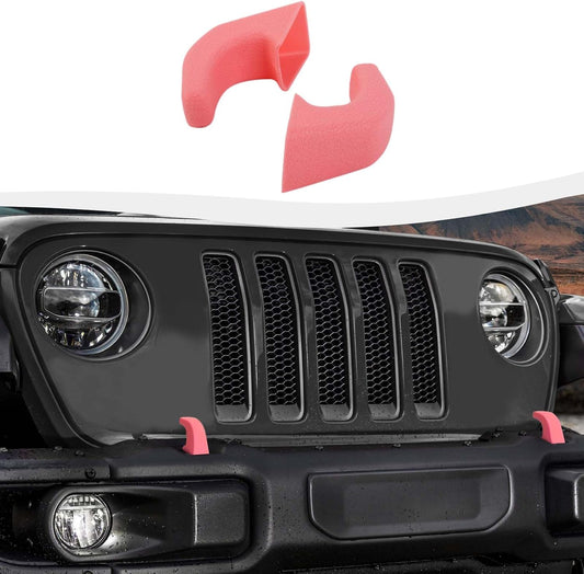 Bumper Tow Hook Covers 2Pcs Compatible with 2007-2018 Jeep Wrangler JK JKU/for 2018-2026 JL JLU & Jeep Gladiator JT Exterior Accessories(Pink)