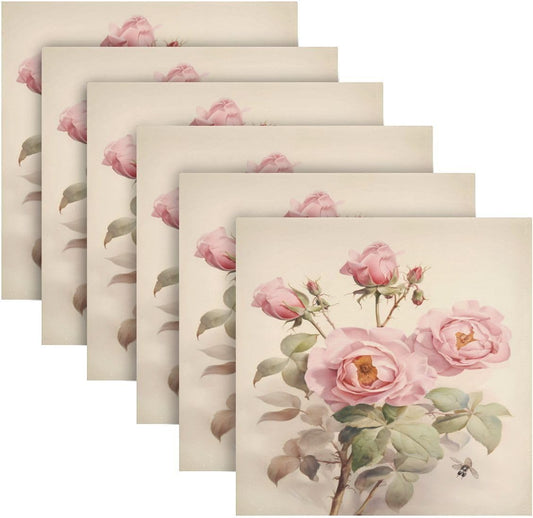 ALAZA Pink Rose Flowers Cloth Napkins Dinner Napkins 1 Piece,Reusable Table Napkins Washable Polyester Fabric for Cocktail Party Holiday Wedding Home Decorative25