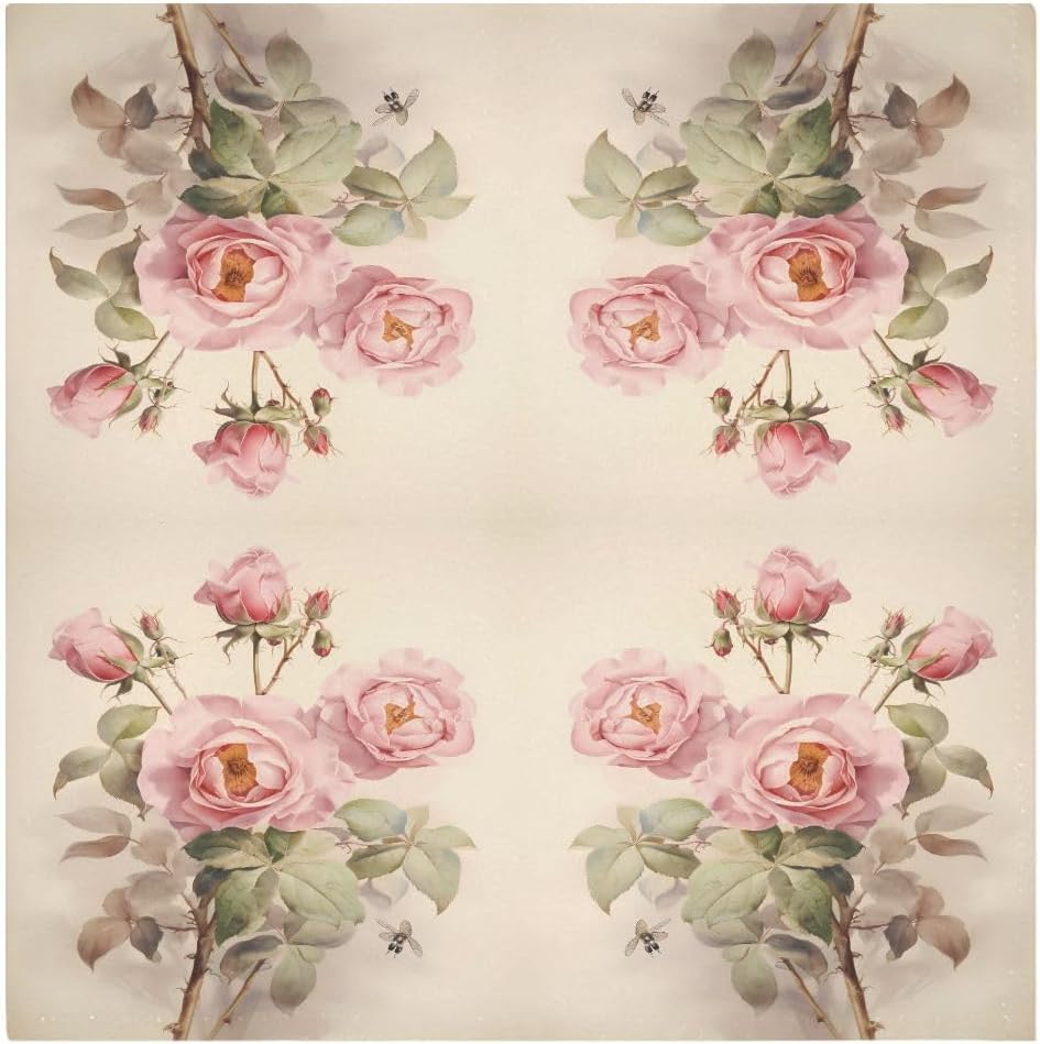 ALAZA Pink Rose Flowers Cloth Napkins Dinner Napkins 1 Piece,Reusable Table Napkins Washable Polyester Fabric for Cocktail Party Holiday Wedding Home Decorative25
