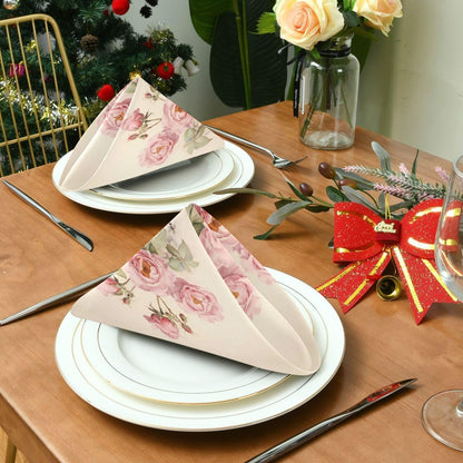 ALAZA Pink Rose Flowers Cloth Napkins Dinner Napkins 1 Piece,Reusable Table Napkins Washable Polyester Fabric for Cocktail Party Holiday Wedding Home Decorative25