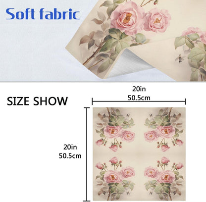 ALAZA Pink Rose Flowers Cloth Napkins Dinner Napkins 1 Piece,Reusable Table Napkins Washable Polyester Fabric for Cocktail Party Holiday Wedding Home Decorative25