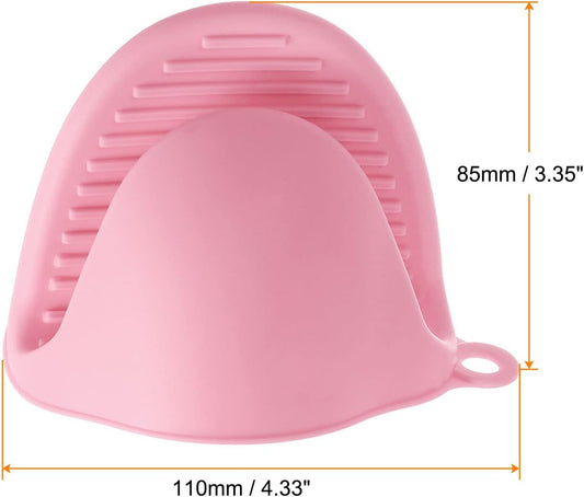 2pcs Thickened Mini Oven Gloves, Heat Resistant Silicone Oven Mitts Finger Pinch Grips Pot Holder for Kitchen, Cooking, Baking, BBQ Heat Resistant Gloves, Pink