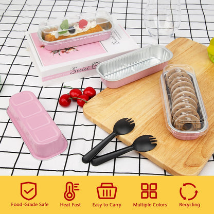 Mini Loaf Pans with Lids 100 Pack, 6.8oz Rectangle Cake Tins