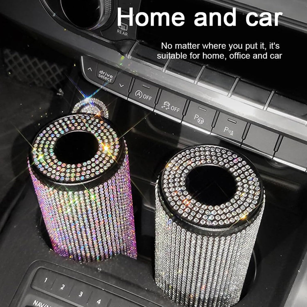 Sparkly Rhinestone Tissue Holder Creative Cylinder Tissue Boxes Fashion Crystal Round Container Decorative Tissue Dispenser for Car Office Home (Pink)