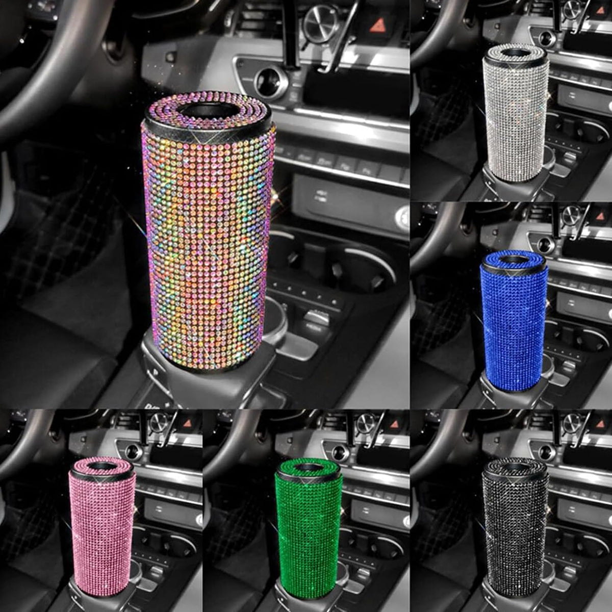 Sparkly Rhinestone Tissue Holder Creative Cylinder Tissue Boxes Fashion Crystal Round Container Decorative Tissue Dispenser for Car Office Home (Pink)