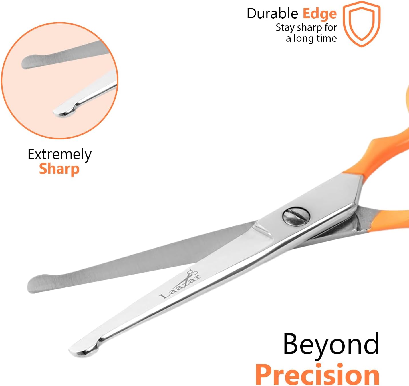 Professional Rounded Dog Scissors - Sharp Stainless Steel Blades with Colorful Handles, Safe and Easy-to-Use Pet Scissors for Long Lasting Grooming at Home