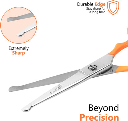 Professional Rounded Dog Scissors - Sharp Stainless Steel Blades with Colorful Handles, Safe and Easy-to-Use Pet Scissors for Long Lasting Grooming at Home