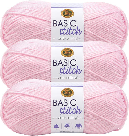Basic Stitch Anti Pilling Yarn, Baby Pink, 3 Pack