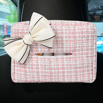 Car Tissue Holder, Cute Bow Tissue Box Cover for Auto Backseat, Rectangle Auto Napkin Holder Keep Car Tidy, Universal Napkin Storage Organizer for Vehicle Sun Visor, Headrest (Pink)