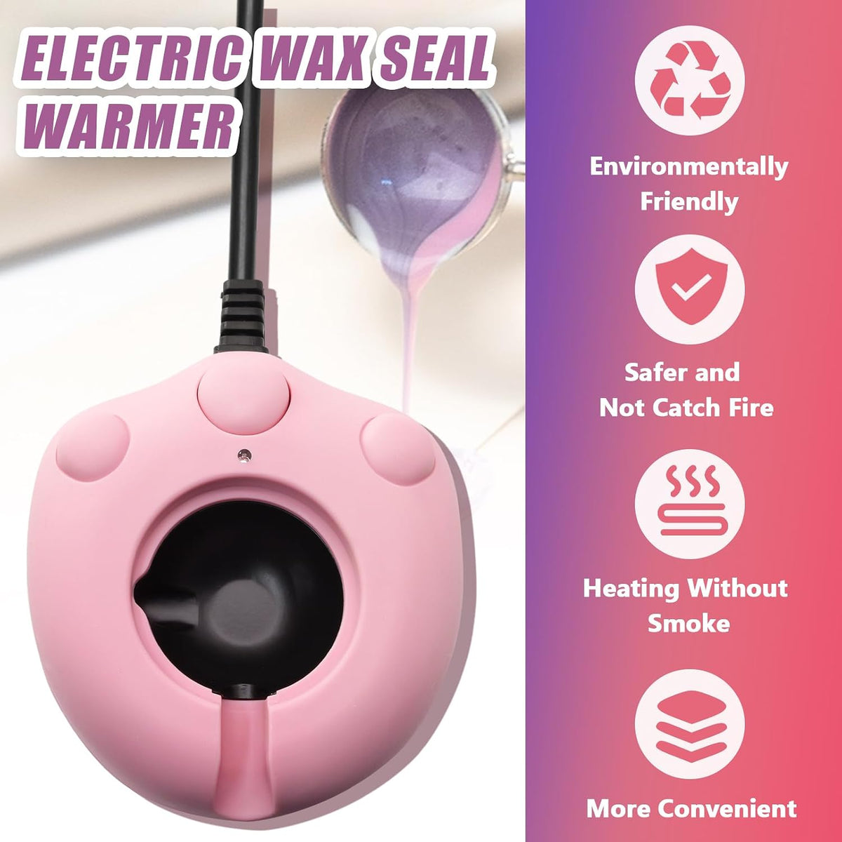 Electric Wax Warmer Pink Seal Melter for Melting Beads and DIY