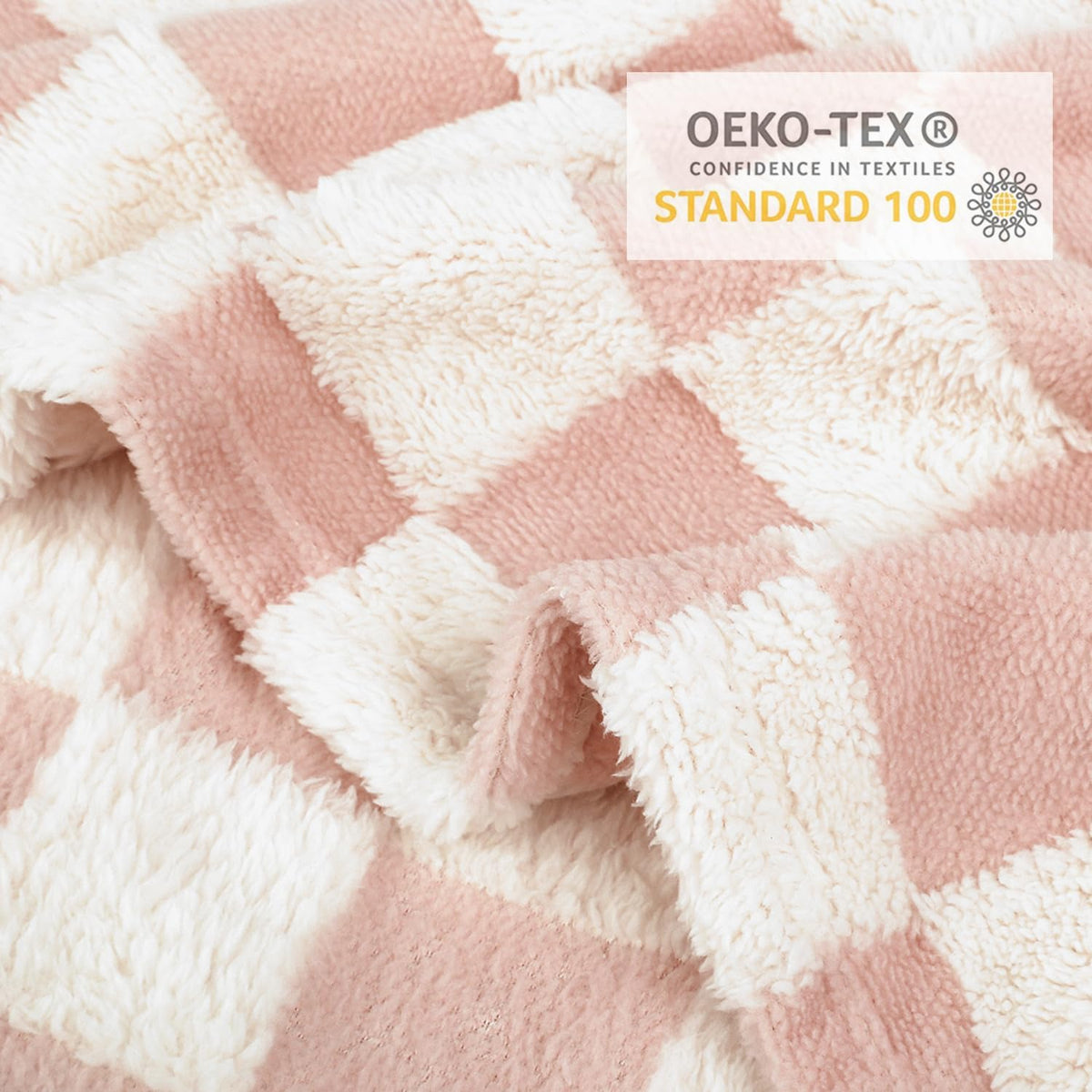 Pink Checkerboard Baby Blanket for Boys Girls Fluffy Fleece