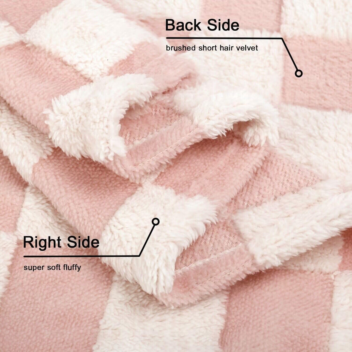 Pink Checkerboard Baby Blanket for Boys Girls Fluffy Fleece