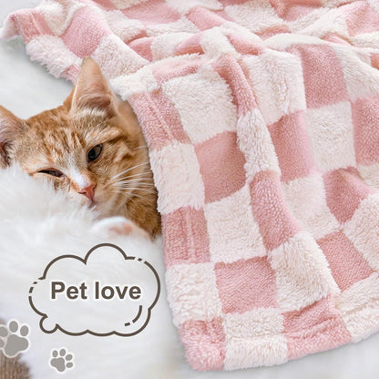 Pink Checkerboard Baby Blanket for Boys Girls Fluffy Fleece