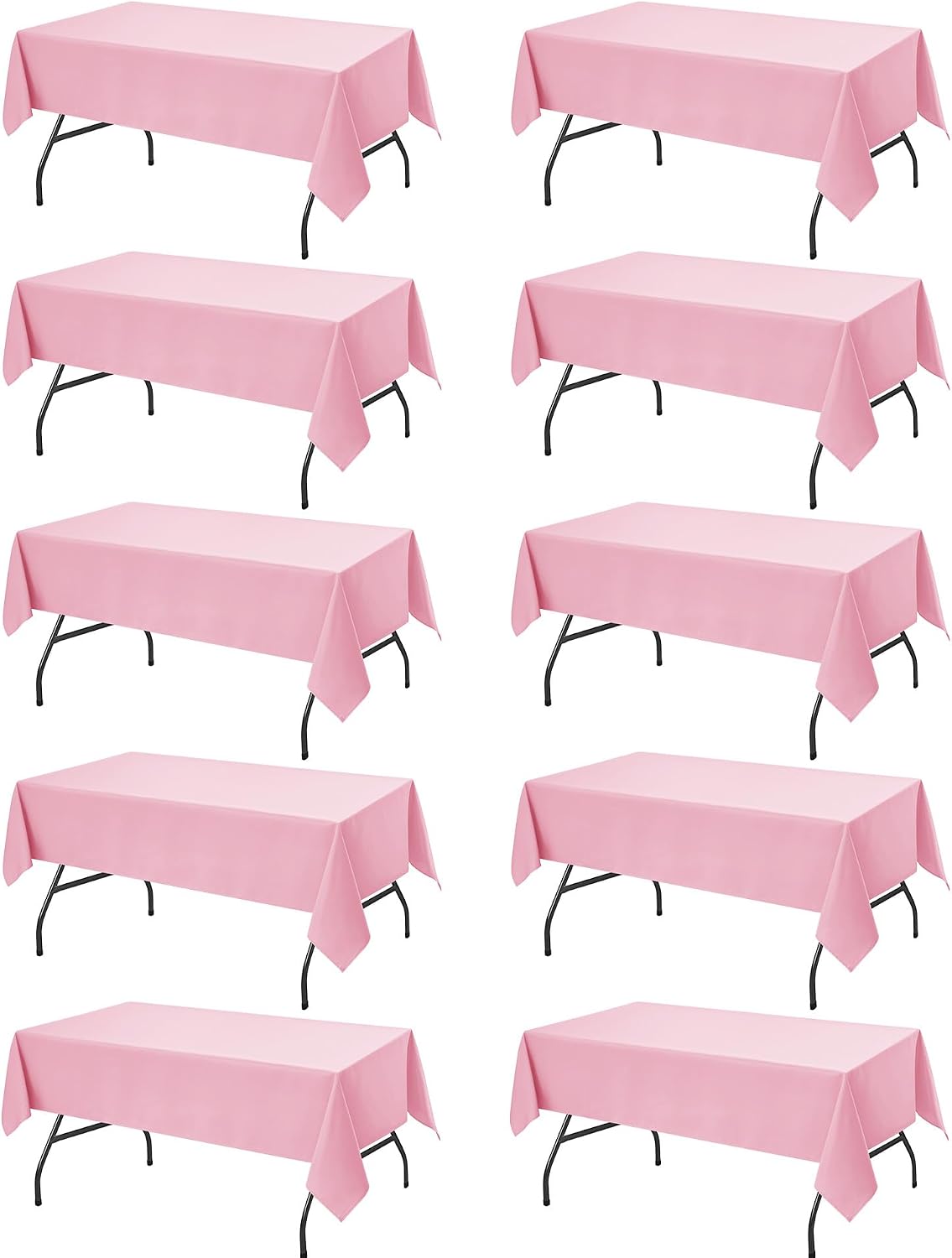 10-Pack Pink Tablecloths for Rectangle Tables, 60 x 102 Inches
