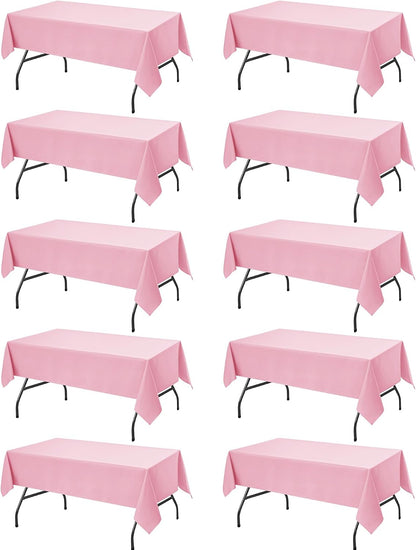 10-Pack Pink Tablecloths for Rectangle Tables, 60 x 102 Inches