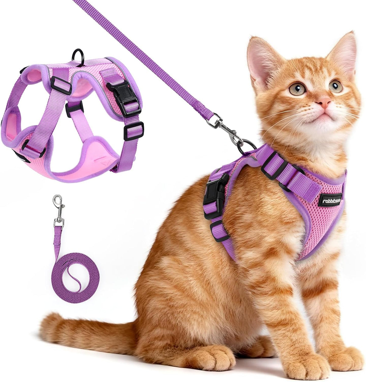 Cat Harness and Leash Set, Escape Proof, Pink & Purple