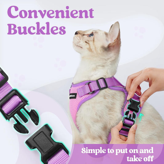 Cat Harness and Leash Set, Escape Proof, Pink & Purple