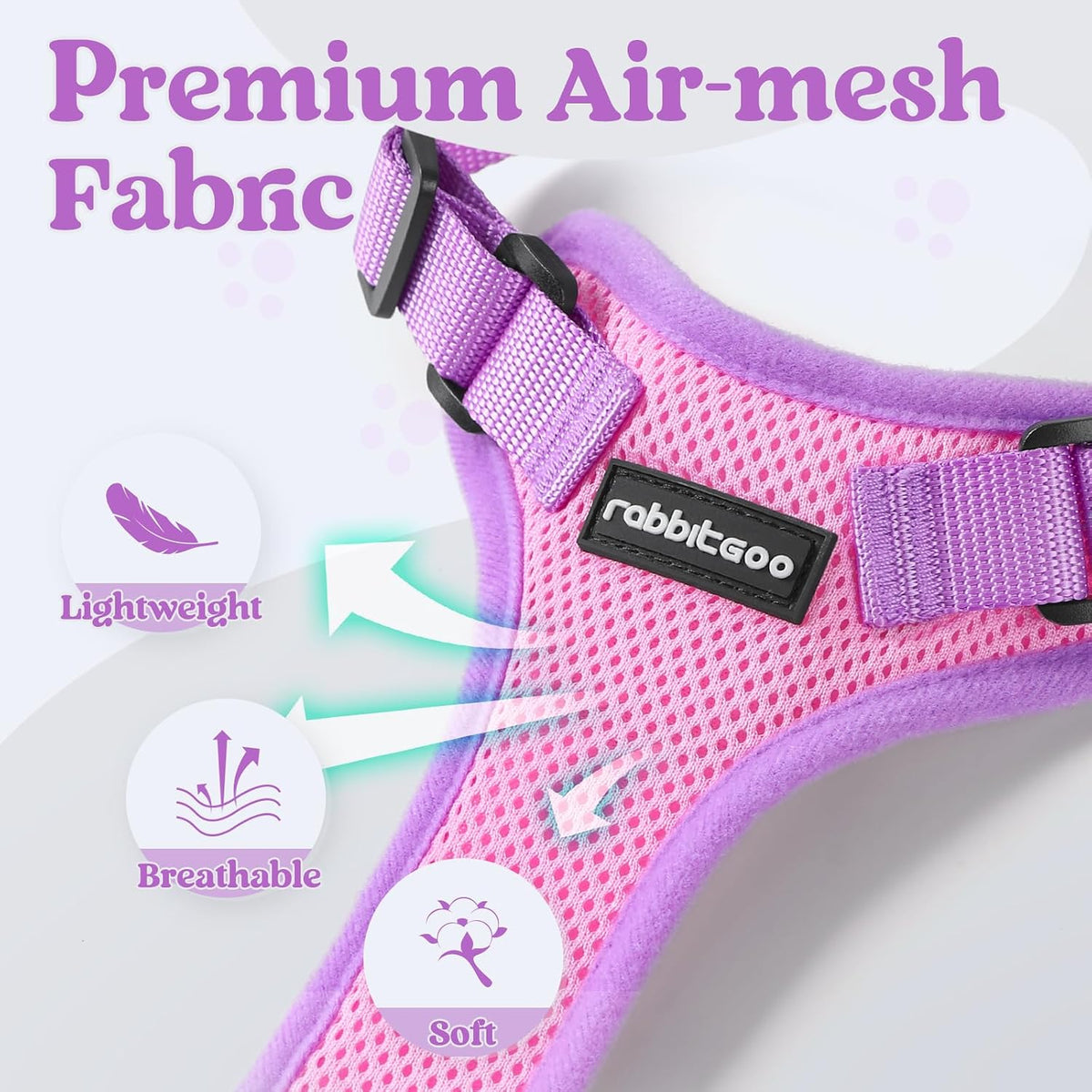 Cat Harness and Leash Set, Escape Proof, Pink & Purple