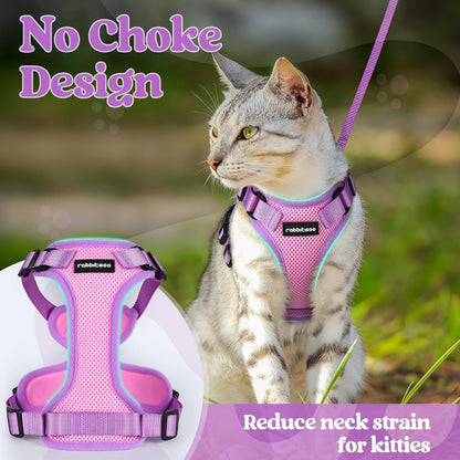 Cat Harness and Leash Set, Escape Proof, Pink & Purple