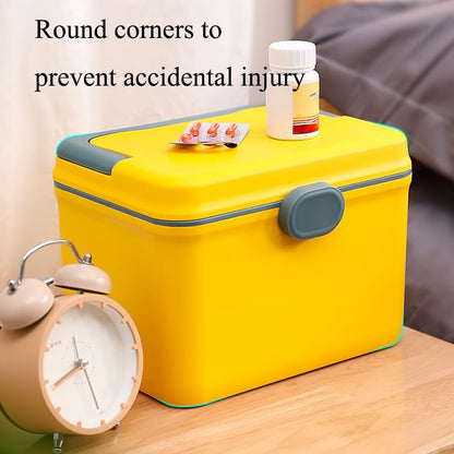 Medical Storage Box First Aid Kit Box,Multifunctional Double Layer Medicine Cabinet with Safety Buckle,Portable Pharmacy Chest Container for Home Office Car School (Light Pink)