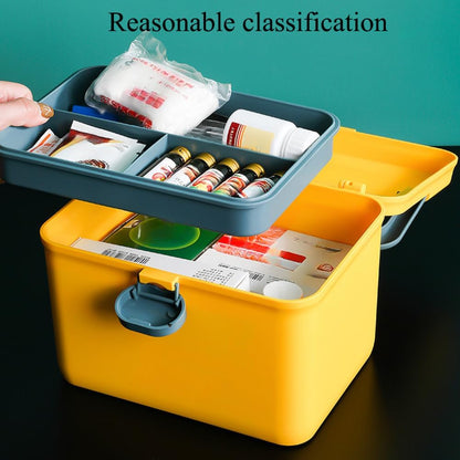 Medical Storage Box First Aid Kit Box,Multifunctional Double Layer Medicine Cabinet with Safety Buckle,Portable Pharmacy Chest Container for Home Office Car School (Light Pink)