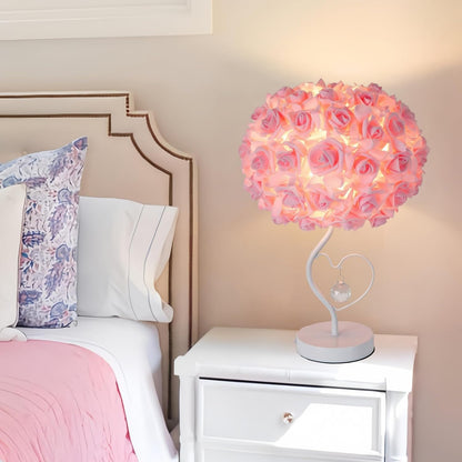 Pink Rose Flower Lamp Romantic Bedside lamp Princess Table Flower Lamp for Nightstand Desk Light for Bedroom Women Girl Dating Christmas Gift Party Wedding Decor Living Room Office
