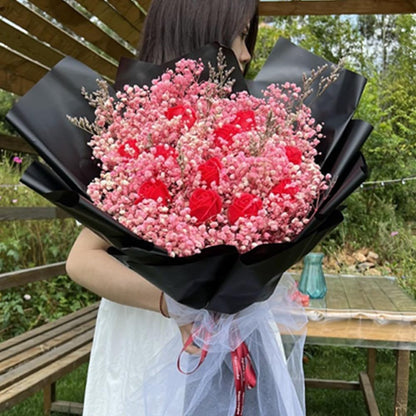 17.2 Inch Dried Flowers Baby's Breath Bouquet - 2500+ Dry Flowers,Natural Gypsophila Branches for Home Decor, Wedding, Table Decor, DIY Wreath Floral, Dry Flowers Bulk for Vase (Pink)