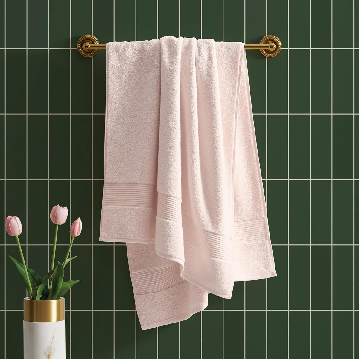 Cotton Bath Towel Soft, Highly Absorbent, 30x56, Blush Pink 1 Pc