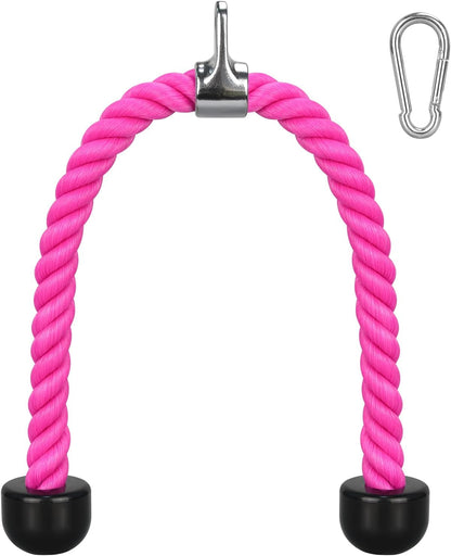 Pink Tricep Rope, 27 & 36 Inch Rope Length, Cable Machine Attachment