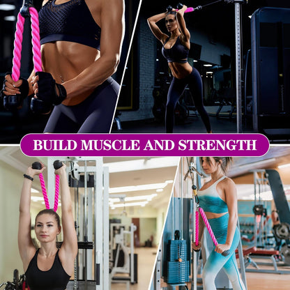 Pink Tricep Rope, 27 & 36 Inch Rope Length, Cable Machine Attachment