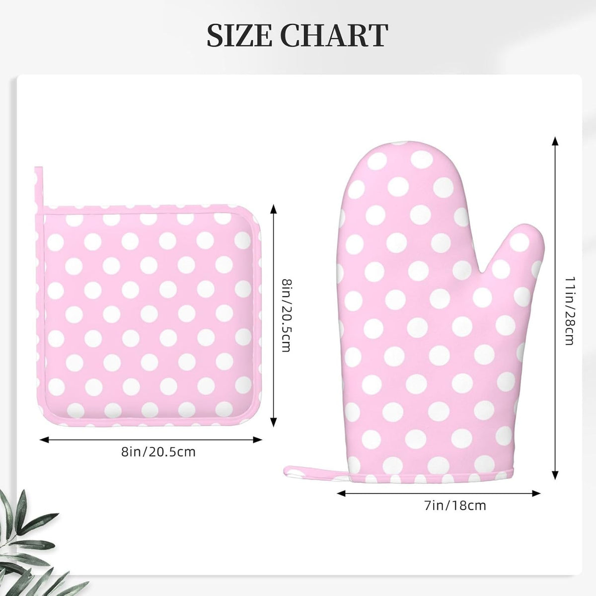 Light Pink Polka Dot Print B Oven Mitts and Pot Holders Sets - Heat Resistant Silicone Oven Mitts Pot Holders for Kitchen Cooking Baking, Non-Slip Ovens Gloves Hot Pads Potholders