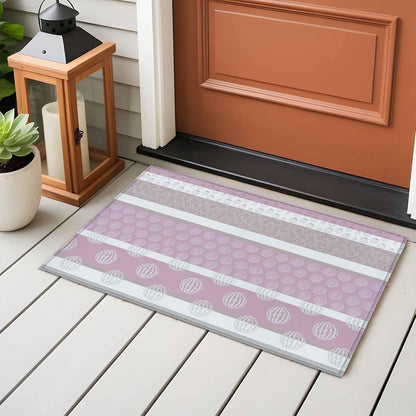 Farm Fruits 2' x 3' Area Rugs for Entryway, Washable Bathroom Mat Rugs with Rug Tape, Watermelon Lemons Peach Pink Grey Striped Accent Indoor Outdoor Doormat for Front Door Kithcen Dorm