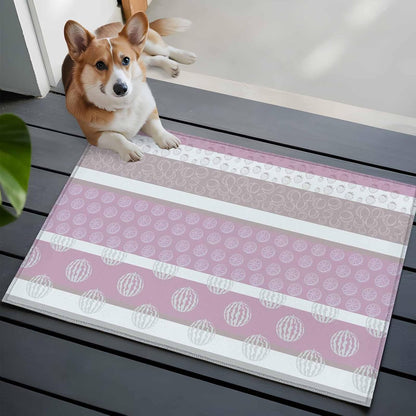 Farm Fruits 2' x 3' Area Rugs for Entryway, Washable Bathroom Mat Rugs with Rug Tape, Watermelon Lemons Peach Pink Grey Striped Accent Indoor Outdoor Doormat for Front Door Kithcen Dorm