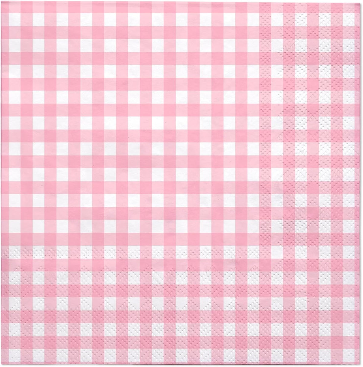 25Pcs Pink Plaid Paper Napkins - 2-Ply Pink and White Gingham Disposable Luncheon Napkins for Easter, Birthday, Baby Girl Shower and Daily Use - 6.5 x 6.5 In