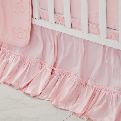 Crib Bed Skirt for Baby Girls Boys Blush Pink Boho Bohemian Solid Cotton Toddler Bedskirt Farmhouse Chic Ruffle