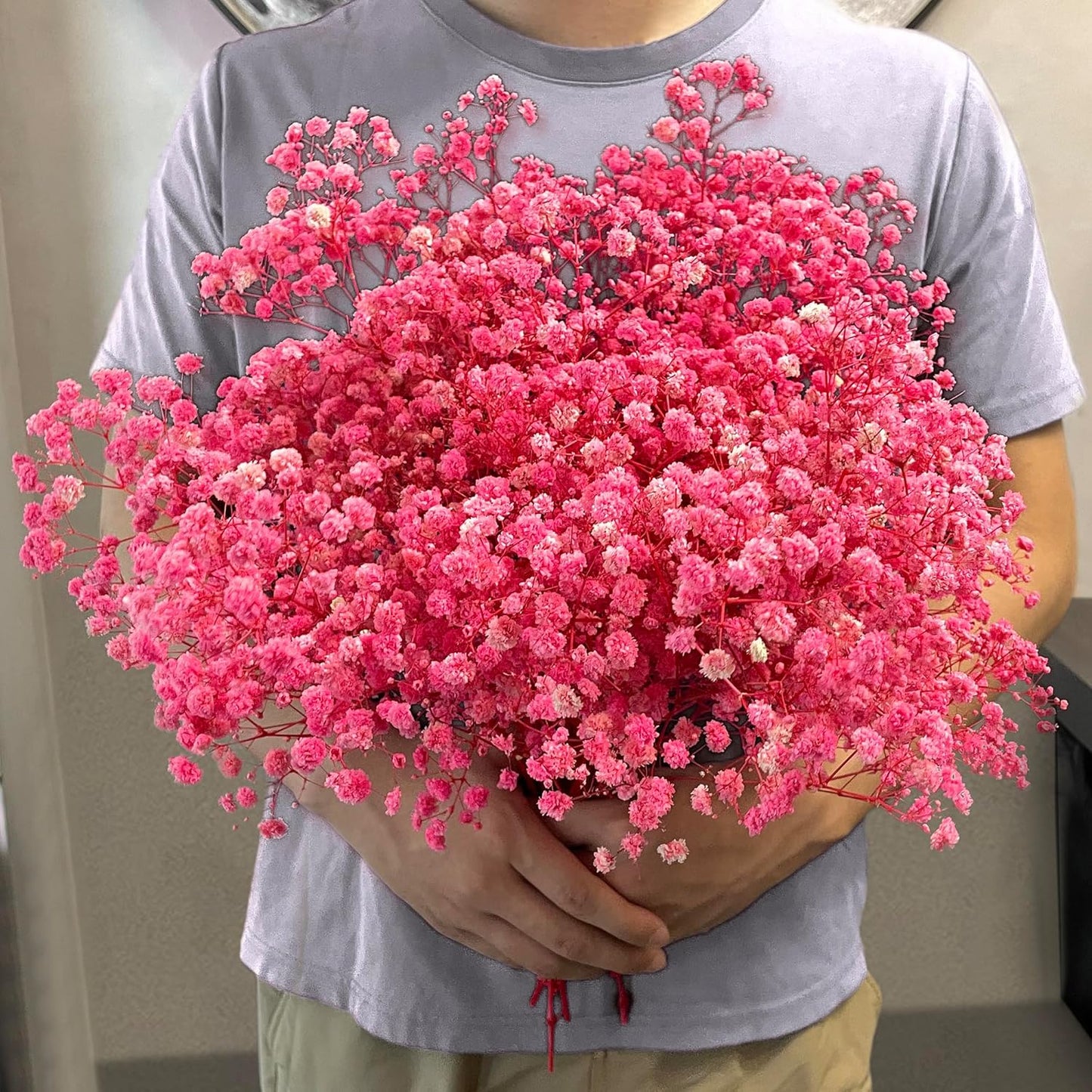 4000+ Pink-Dried-Babys-Breath-Flowers-Bouquet, 17.2In Pink Flower, Natural Gypsophila Branches for Wedding, Valentine's Day, Dry Flowers Bulk for Vase, Home Party Decor, DIY Wreath Floral